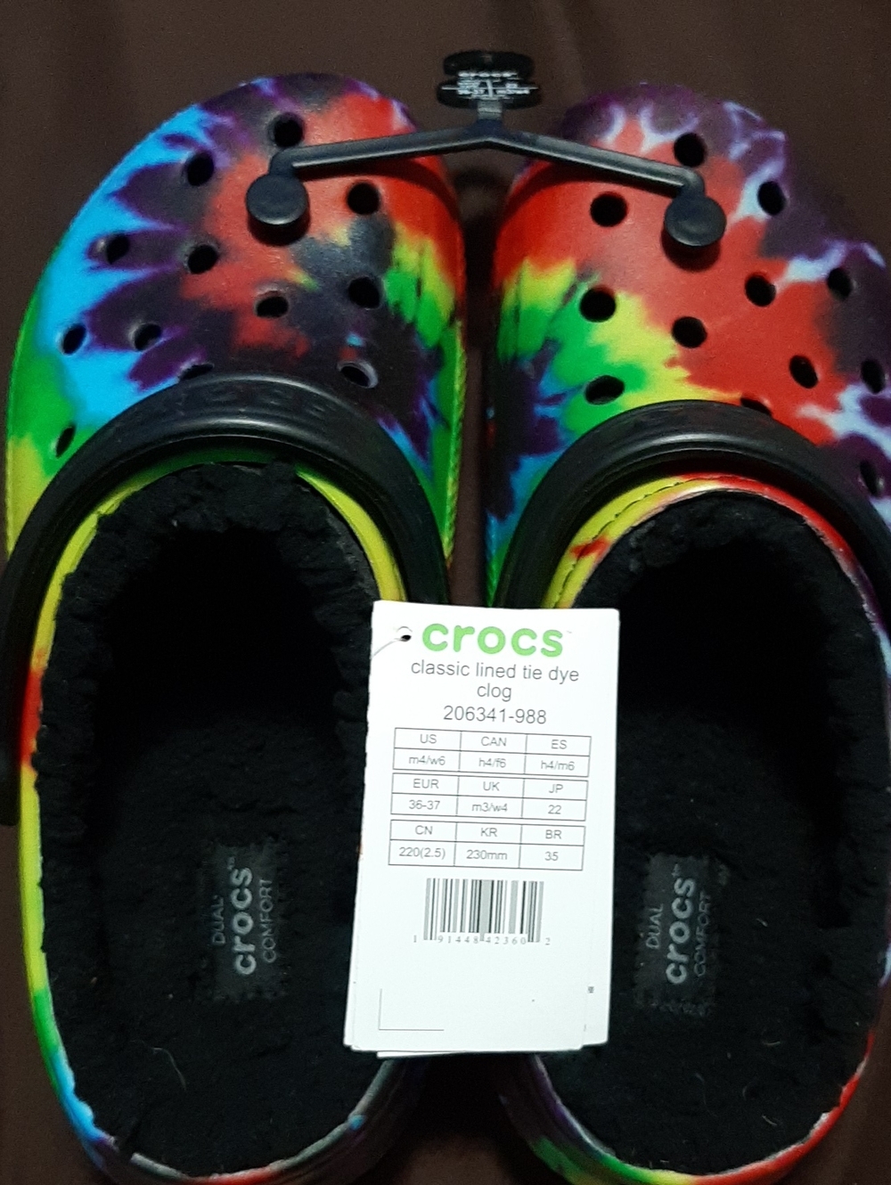 CROCS Classic Lined Tie-Dye Clog in Rainbow